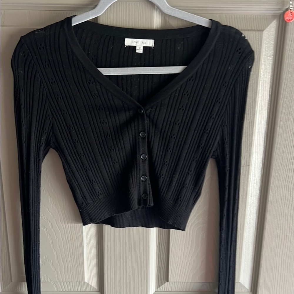 Love Tree Black Button-Up Cardigan